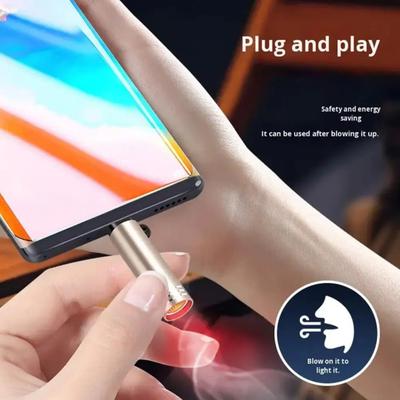 Yousheng Type-C Mobile Portable Igniter Mini Electronic Igniter for Car Plugs Mobile Phone Ignition Device with Blow To Ignite Feature Lightweight