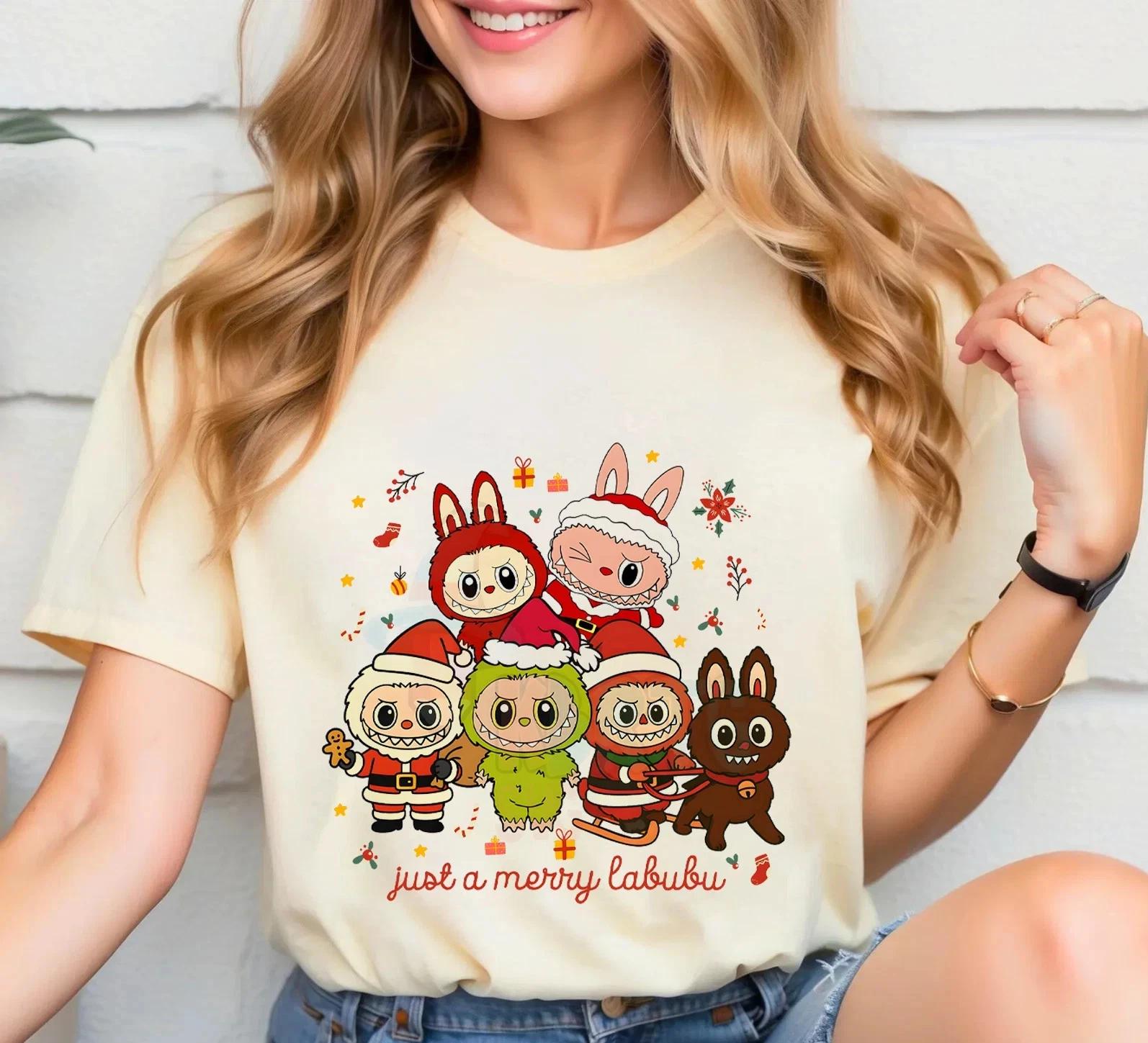 Christmas TShirt, Christmas Labu.b.u T-Shirt, Cute Cartoon Dolls Shirt XL
