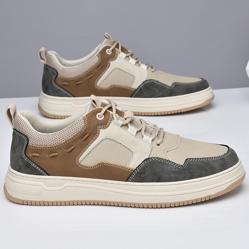 FashionGenuine Leather Casual Shoes Versatile Mens Vulcanized Shoes New Trend Comfort Skateboard Footwear Leisure Non-Slip Man Sneakers