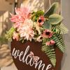 11.81x15.75in Floral Wooden Welcome Plaque Entryway Hanging Flower Decor  Classroom Welcome Plaque