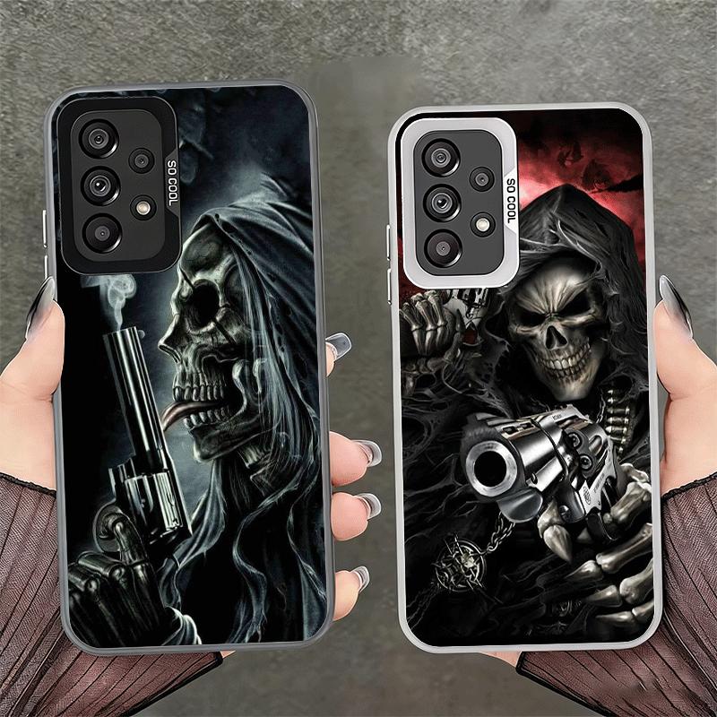 Sensemann Totenkopf Skelett Pistole Weiche Handyhülle für Samsung A17 A16 A15 A14 A13 A57 A56 A55 A54 A53 A37 A36 A35 A34 A33 A26 A25 A24 A2
