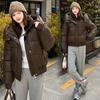 2025 winter new new hooded cotton jacket short warm sleeve label jacket