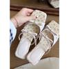 Niche French Sandals Wear New Summer Simple Rhinestone Skirt Stiletto Cool Slippers