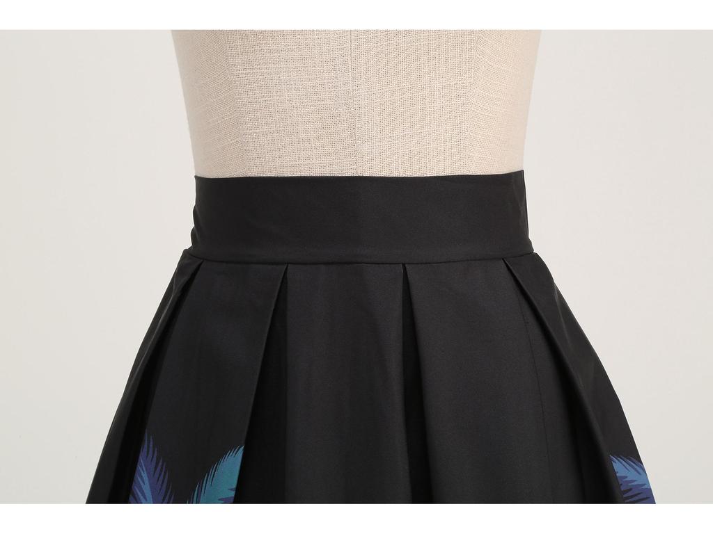 Evropsko-americká áčková midi sukně s graffiti a roztomilým sladkým designem zvýrazňujícím pas