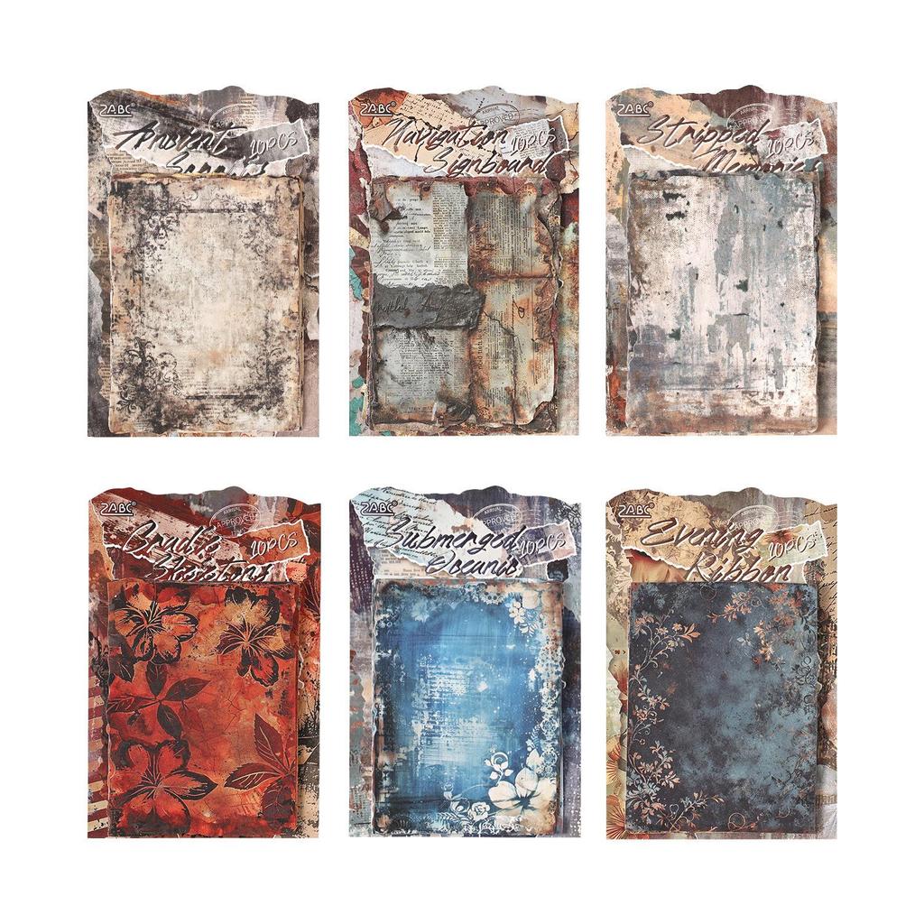ZABC Vintage Rust Mark Series: 10 Sheets of Old-fashioned Cross-border Material Base Paper