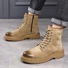 Fashion Men's Fashion Genuine Leather Boots Autumn Winter Shoes Outdoors Tooling Work Boot Vintage Handsome High Platform Desert Botas