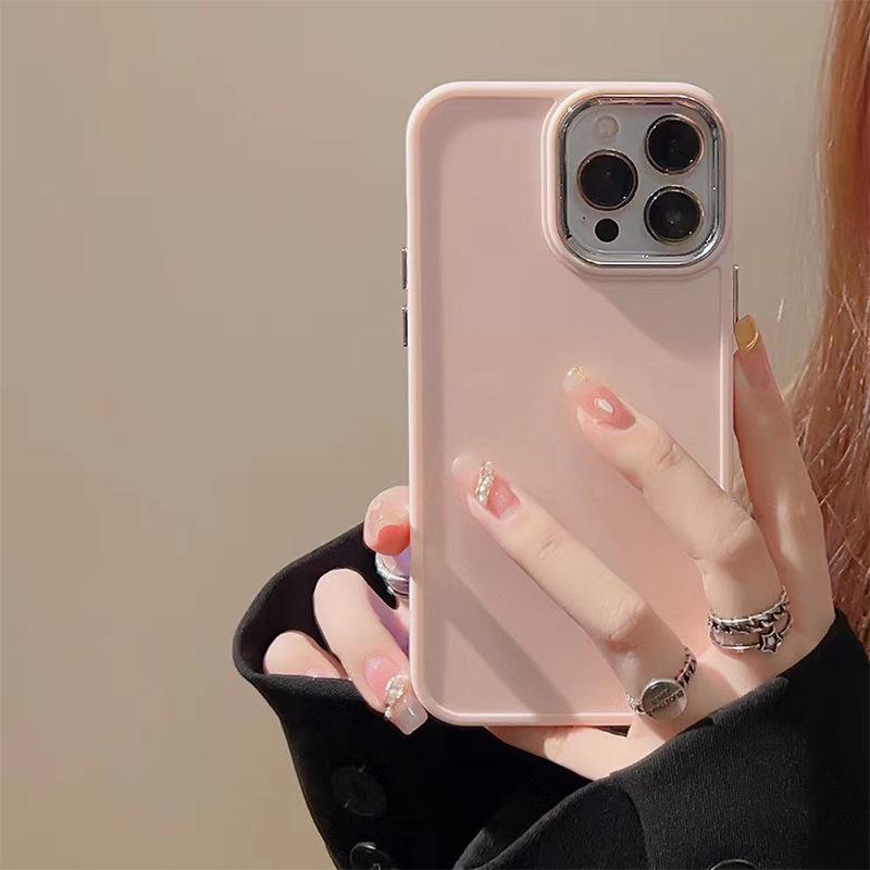 

Applicable To Iphone16Promax Mobile Phone Case Solid Color Apple 17 Simple 14 Silicone 13 Electroplating Frame Soft Cover Plus iPhone 7/8/SE 2020