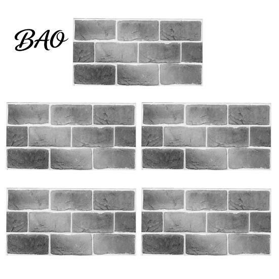 Retro Brick Pattern Wall Art 5Pcs Vintage Tile Stickers, Waterproof Oil?Proof Wallpaper, Peel Decorative Tiles for Home & Stick Backsplash
