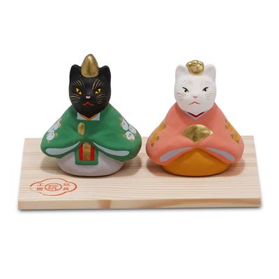 Fukubeya Hina Hina Doll by Toy Modern and Perfect for Celebrations and Seto-yaki Doll, Cat-Sided (Tachibana) Workshop. Adorable, Gifts.