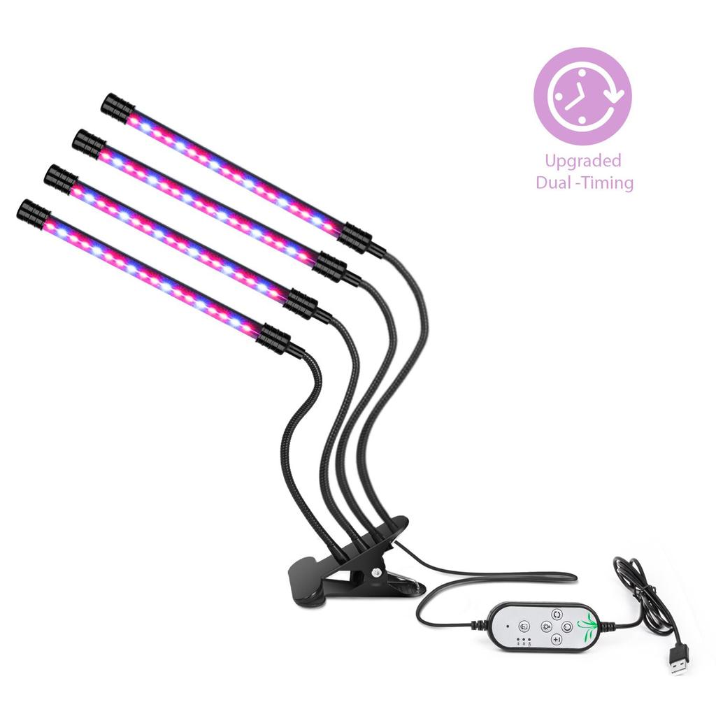 LED pěstební světlo USB PhytoLamp Full Spectrum 5V Phyto lampa 4 hlavy rostlinné světlo pro domácí rostliny, květiny, semena, vnitřní pěstební box