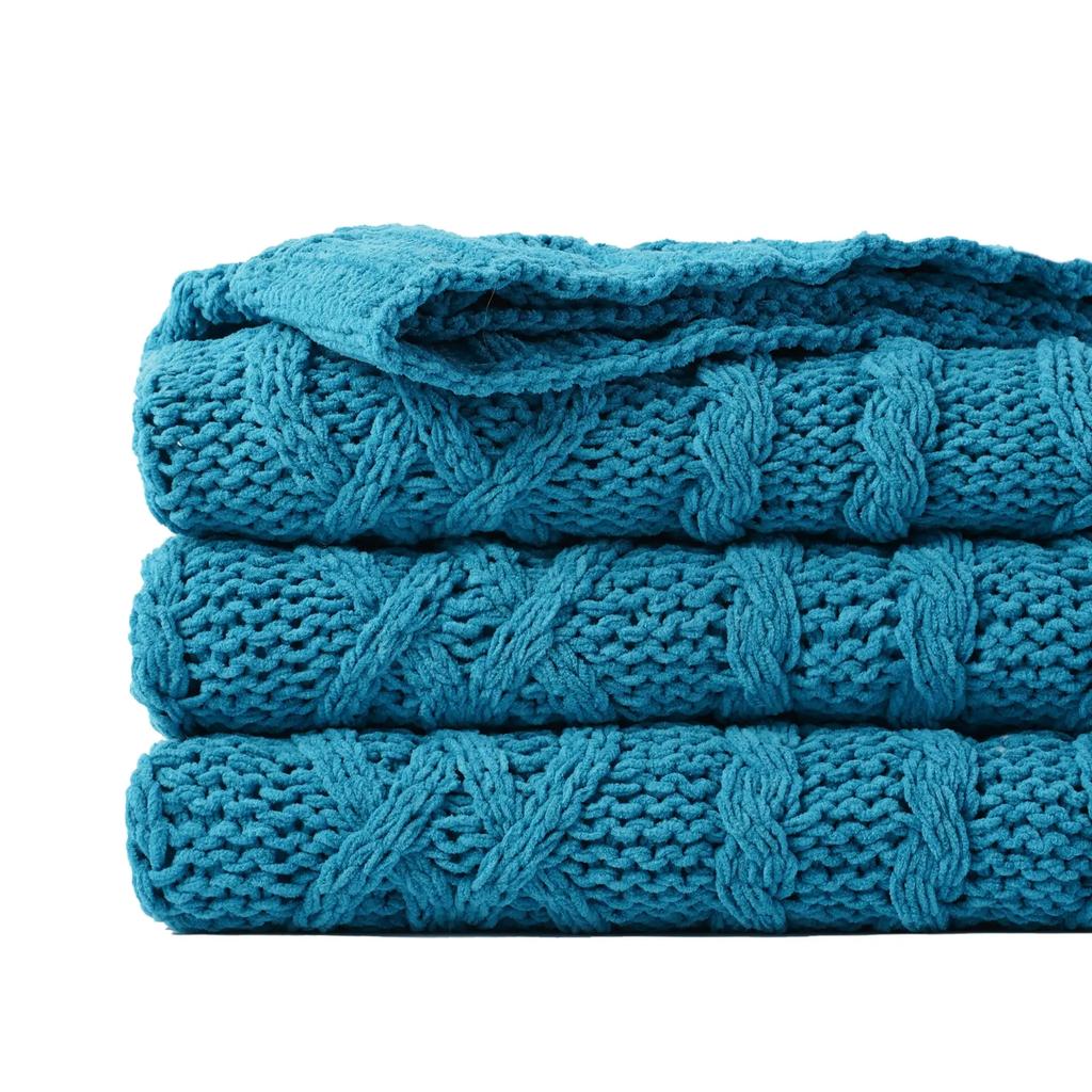Knitted Blankets Thick Chenille Blanket Plaid Throw Blanket For Sofa Chunky Throws Bedspread On The Bed New Year Decor