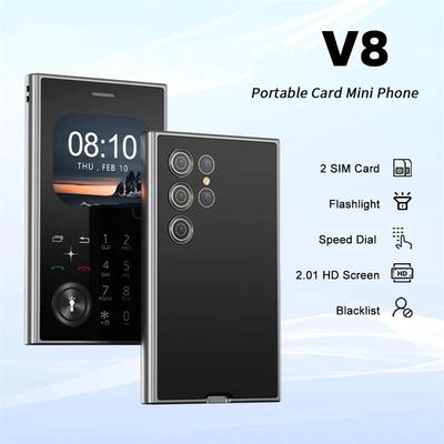 Neues V8 Kartenhandy 2G GSM FM Radio Magische Stimme MP3 Player Dual SIM Mode Funktionelles Kleines Handy Kopfhöreranschluss