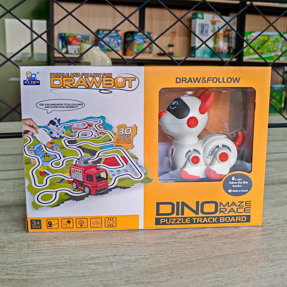 Line Following Robotic Dog Toy Smart Sensor Interactive Early Education Electric Pet Robot for Kids Parent-Child Play White