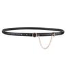Top-grain leather belt with a stylish chain buckle, perfect for dresses, pants, and cinching your waist