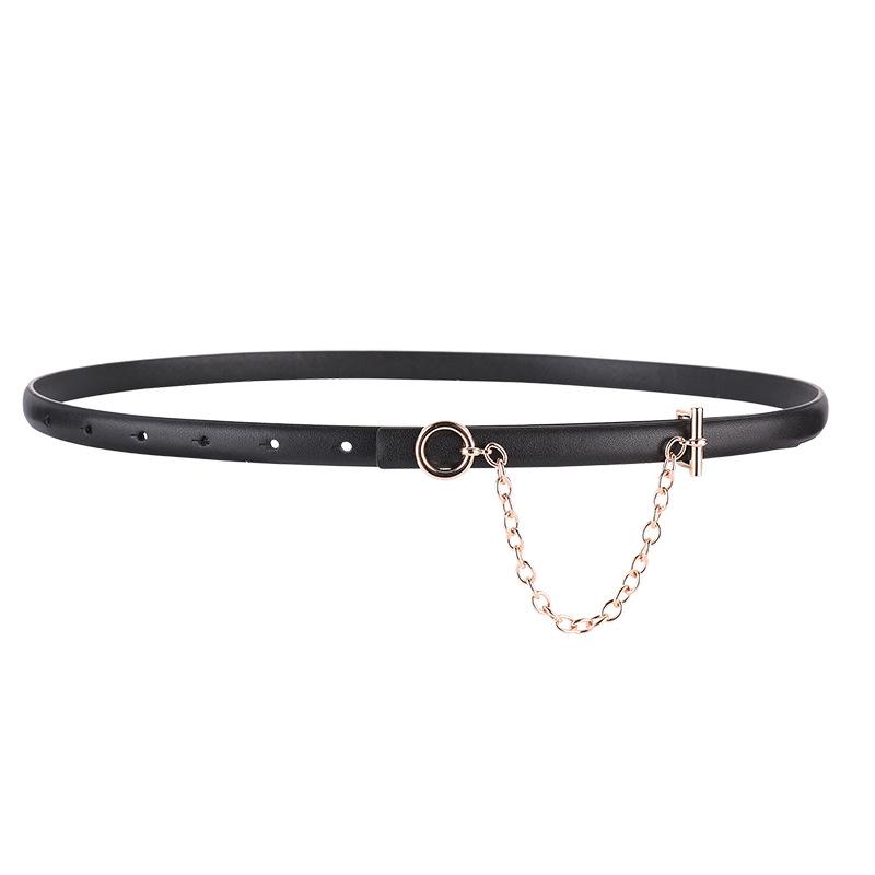 

Meier Top-grain leather belt with a stylish chain buckle, perfect for dresses, pants, and cinching your waist 100cm чёрный