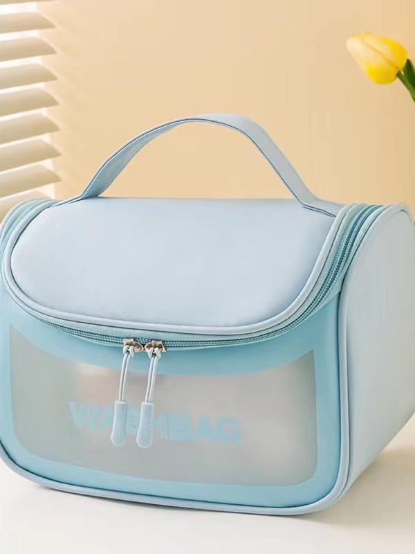 Large Capacity Frosted PVC Cosmetic Bag with Flip Cover
