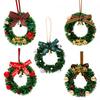 Christmas Wreath Decoration Mini Wreath with Bow And Bell Artificial Greenery Wreath for Tree Door Wall Holiday Home Decoration
