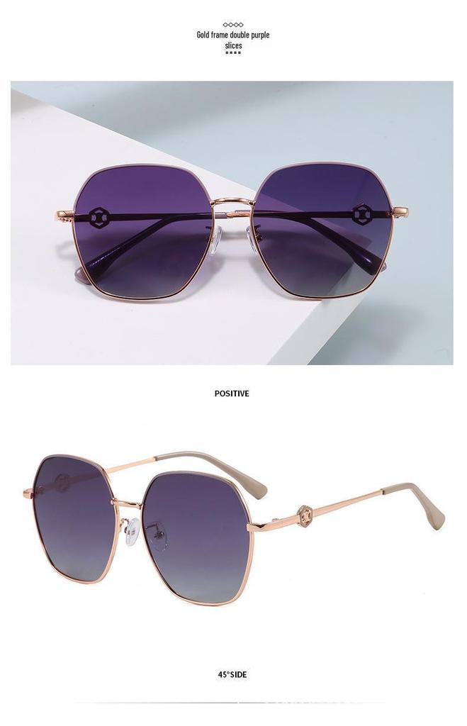 European & American Fashion Polygonal Polarized Sunglasses - UV Protection Metal Frame for Women