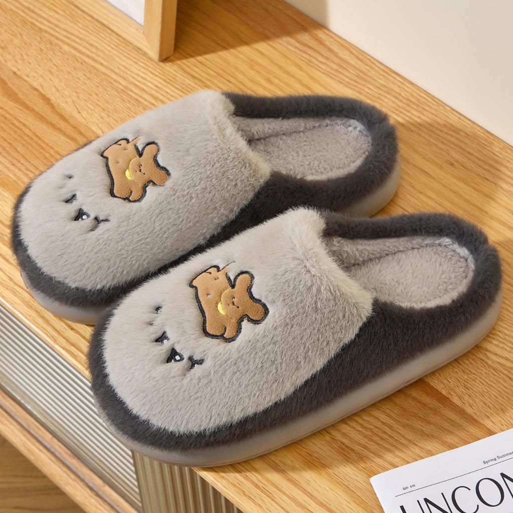 Cartoon Women Home Slippers Plush Warm Thick Bottom Slides Cute Soft Non-slip Slippers Indoor Outdoor Men Casual Slippers