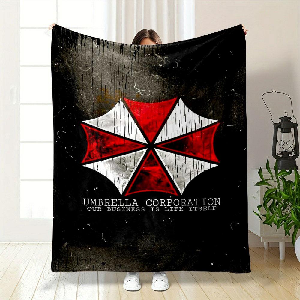 Umbrella Corporation Logo Design Patterned blanket, flannel, suitable for all seasons, home decor, warm and cozy