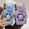 Exquisite Flowers For Samsung Galaxy S20 FE S21 S22 Ultra S23 Plus S24 Ultra 25Ultra S21+ S9+ 22Plus Golden Glass Phone Case