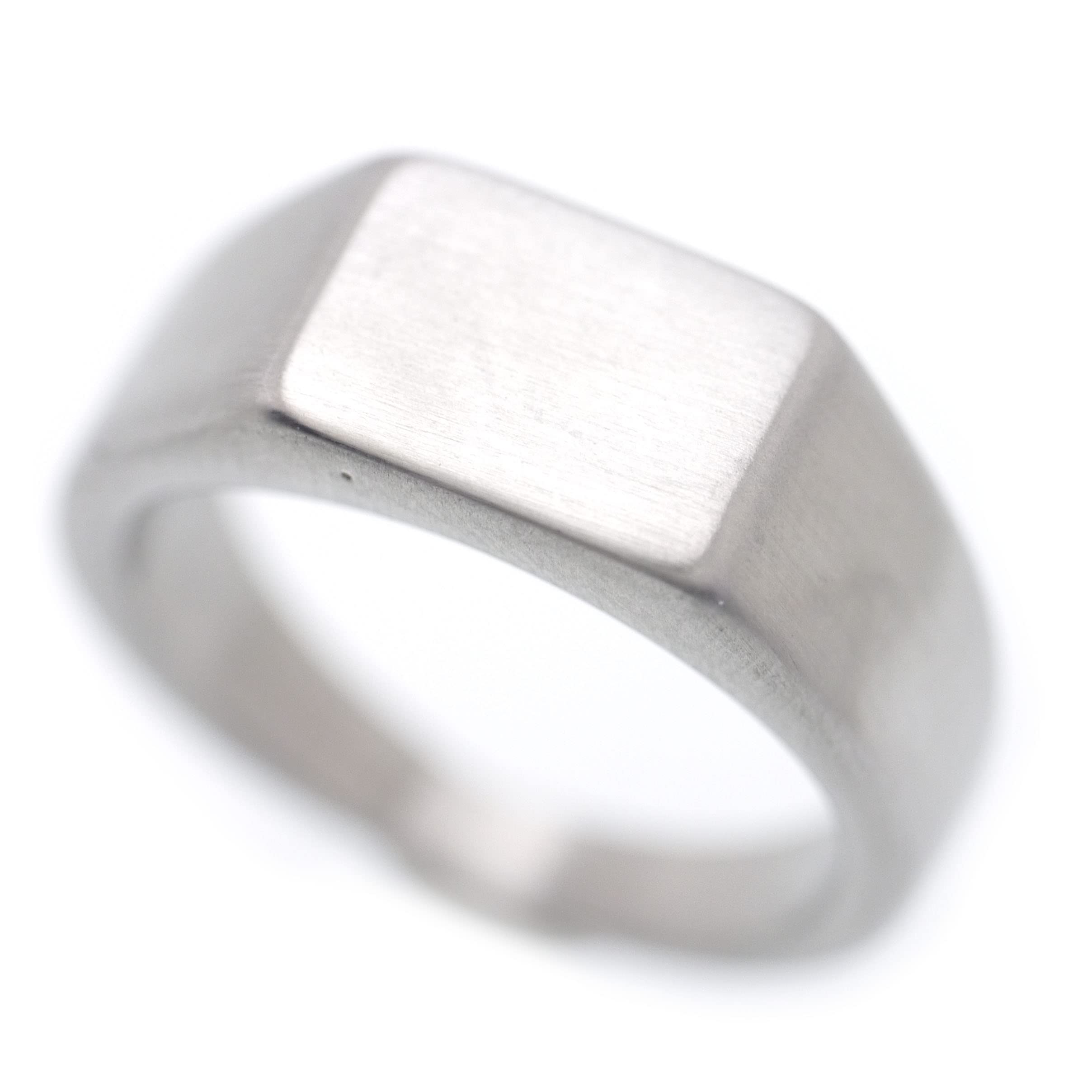 

Stainless Steel Signet Ring Matte D9 Rectangular Matte Unprocessed Ring [Silver One] Men s [No. 19]