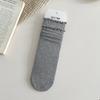 Female Spring and Autumn Solid Color Double Wood Ear Edge In The Tube Pile Pile Cotton Socks