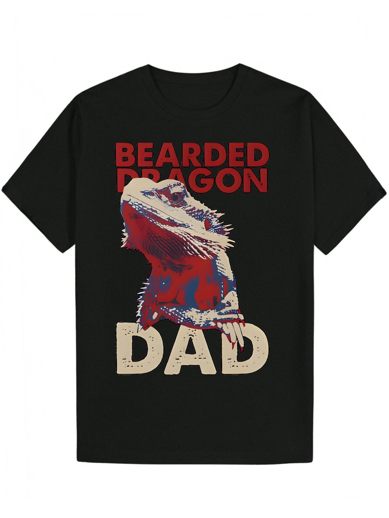 Bearded Dragon Dad Graphic T-shirt - Casual Crew Neck S