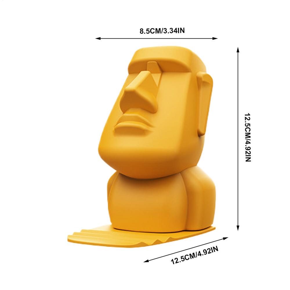 3in1 Creative Phone Holder Glasses Holder Desk Decoration Unique Resin Moai Statue Gift for Birthday Christmas Home Decor