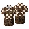 Men’s Short Sleeve Button Down Shirt with Vintage Festival Print Relaxed Fit Casual Party and Everyday Wear Top