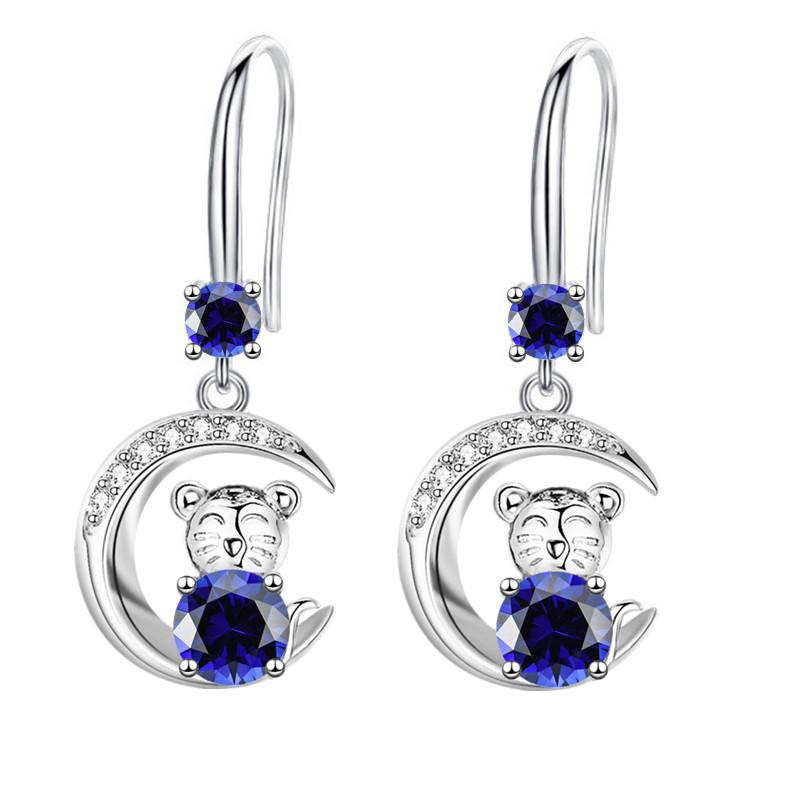 

Серьги со знаком зодиака «Тигр» с подвесками в виде луны и крючками для ушей с превосходным темпераментом EG-38