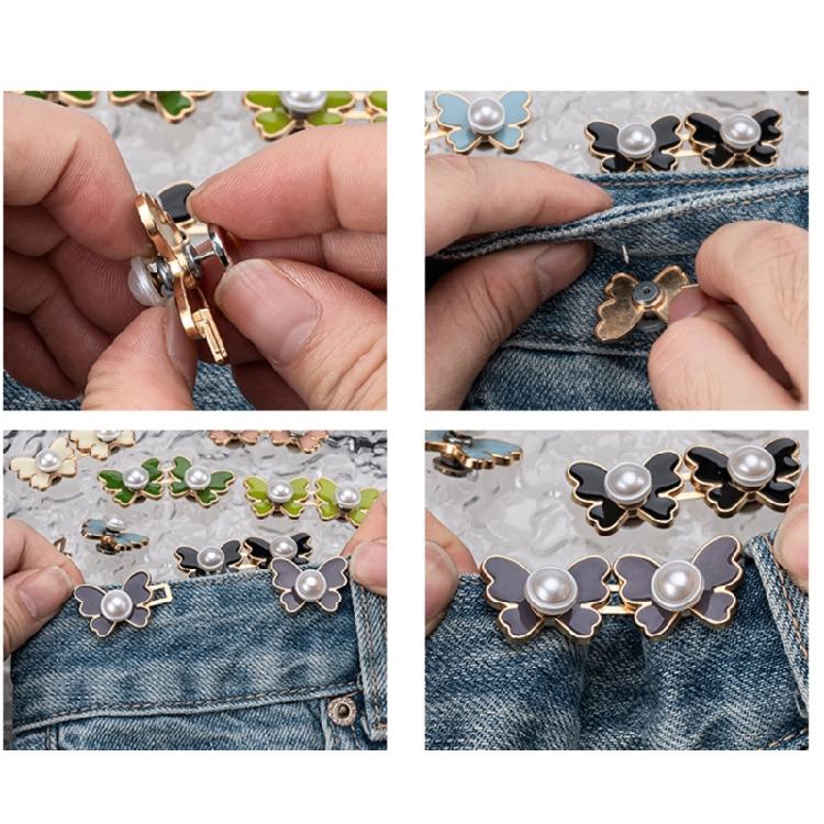 Pearls Butterfly Waist Fitness Buckles 3Pcs Adjustable Waist Reducers For Jeans And Trousers Women Wardrobes Essential