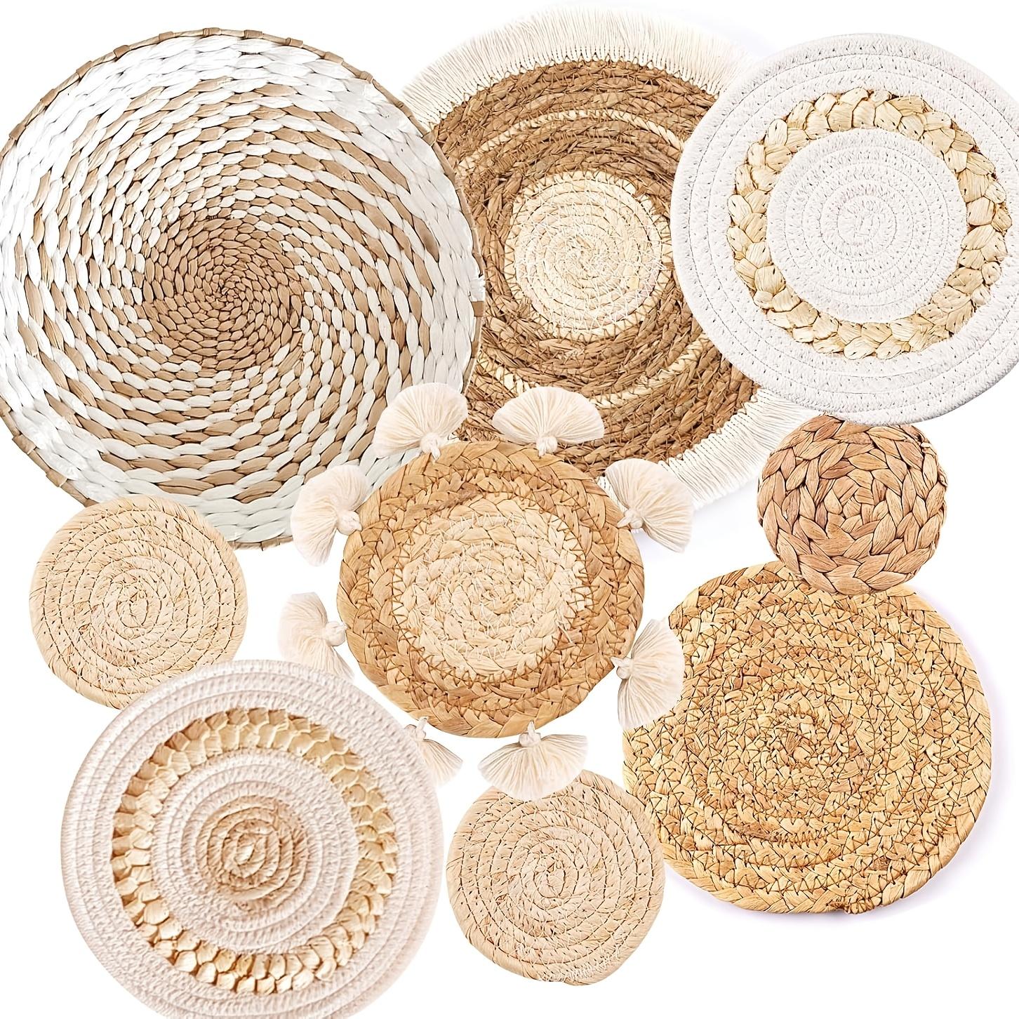 9pcs Bohemian Style Wall Basket Set Hanging Wall Basket Decoration Bohemian Style Wall Decoration Environmental Round Wall Art