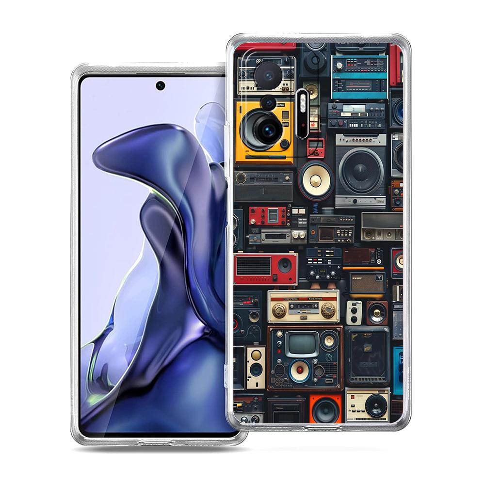 Transparent Phone Case for Xiaomi Mi 14 13 12 11 Ultra 13T 12T 11T Poco X3 NFC F3 F6 Pro 5G Soft TPU Retro Radio Graphic Pattern