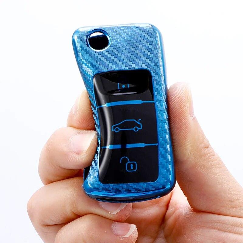Tpu Carbon Muster Auto Schlüssel Fall Abdeckung Für VW Volkswagen Polo Tiguan Passat B5 B6 B7 Golf MK4 5 6 jetta Lavida Für Skoda Octavia
