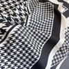 Women Houndstooth Print Scarf 90cm Square Twill Silk Hijab Bandana Female Neckerchief Foulard Shawl Wraps Echarpe Beach Stoles