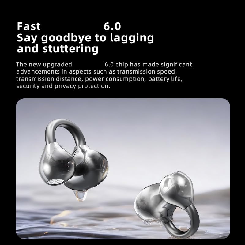 Xiaomi Clip-On Open Ear Wireless Bluetooth Headphones,Bluetooth 6.0 Sports Earphones with 60-Hour Battery, Comfortable Wearing,HD Call