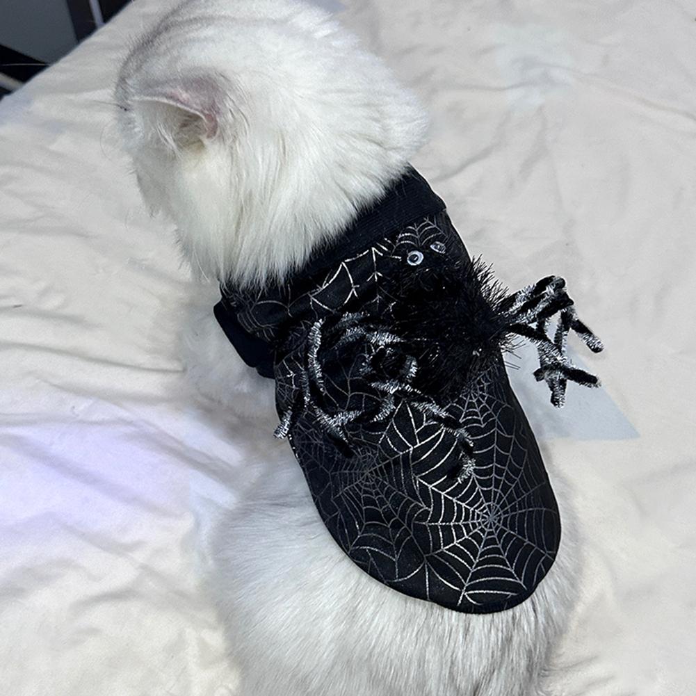 Köpek Süveteri Kedi Evcil Hayvan Kıyafetleri Köpek Polar Sweatshirt Yavru Giysileri Cadılar Bayramı Kostümleri Örümcek Siyah