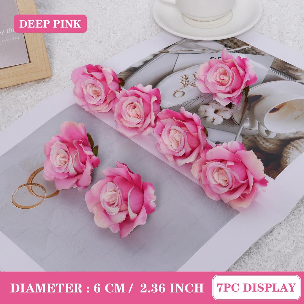 7pcs 6CM Silk Rose Heads Vintage Artificial Flowers Wedding DIY Wreath Garland Accessories DIY Gifts Box Scrapbooks Decor