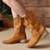 Women's Boots 2026 High Quality Shoes Female Modern Party Boots Autumn Suede Pointy Toe Chunky Heel Lady Ankle Boots Botas Mujer