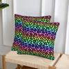 Colofrul Rainbow Leopard Print Animal Skin Cheetah 2 Pcs Square Pillowcase Pillow Cover Cushion Throw Pillow For Home Sofa