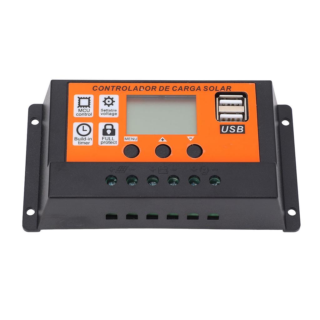 Solar Charge Controller Orange PWM Auto Adapting 12V 24V USB 5V 2A Output Solar Panel Controller for Solar Power System