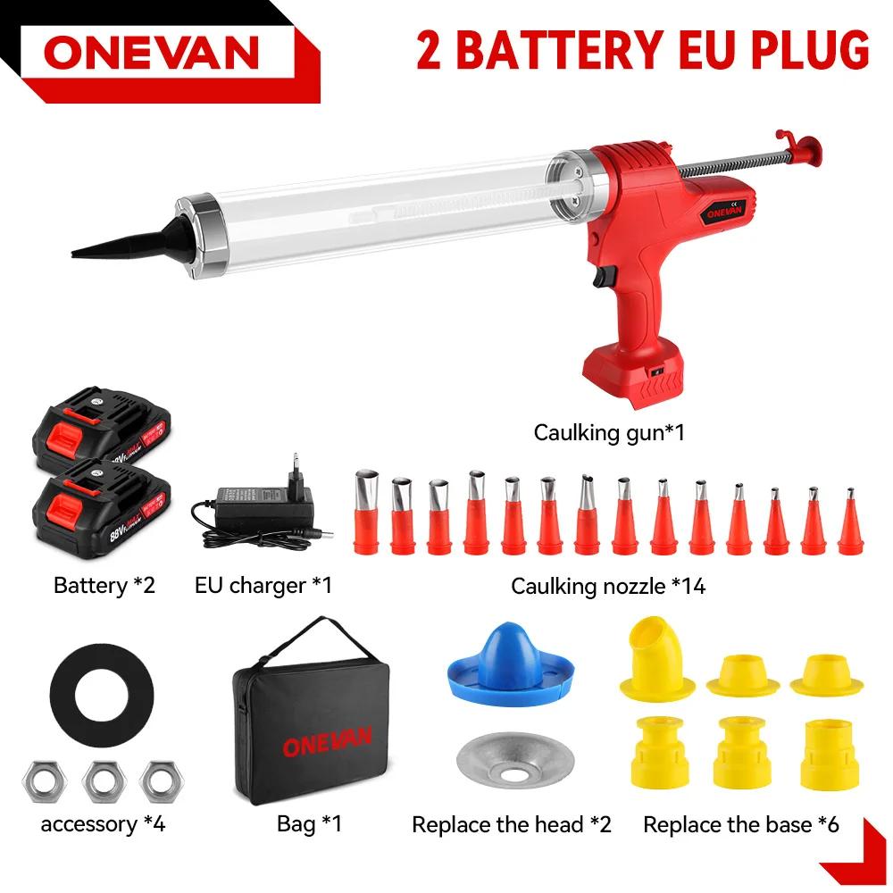 

Беспроводной электрический клеевой пистолет ONEVAN Многофункциональный электрический пистолет для герметика для стекла Инструмент для клея-герметика для аккумулятора 21 В 18 В 2 Battery EU Plug
