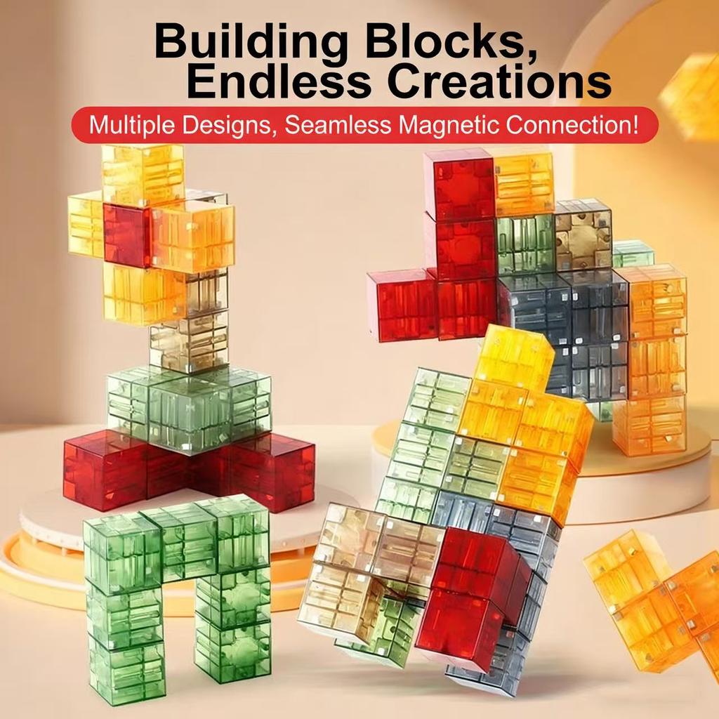 DIY Magnetic Building Blocks Transparent Square Toy Colorful Cubes Toy Assembly Toy Construction Toy for ChildrenGift