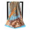 90*90Cm Women Elegant Floral Printed Square Imitation Silk Scarf Hijab Women Luxury Sunscreen And Dustproof Kerchief Head Scarf