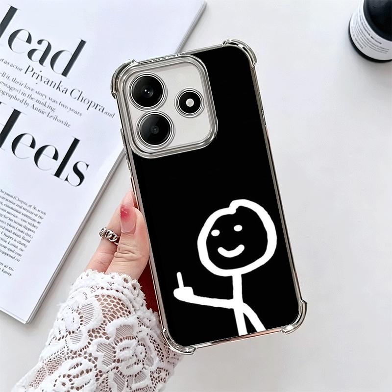 Funny Stickman Matchman Plating Phone Case For Xiaomi Redmi Note 14 15 Pro Plus 13 12 11 11S 11T 10 9S 9 5G Anti-Fall Airabag Co