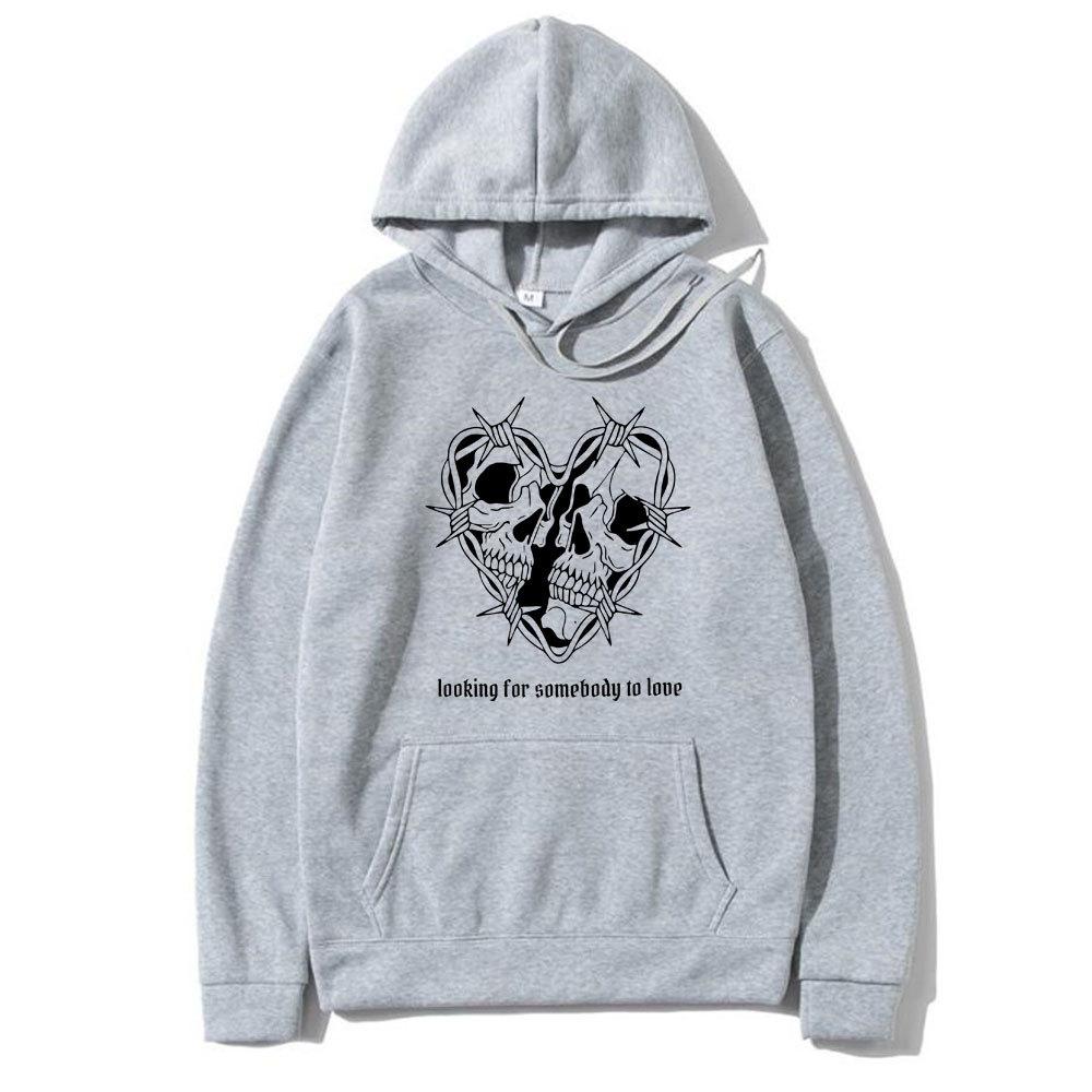 The 1975 Looking Somebody To Love Print Hoodie Skeleton Grap Hoodie Tracksuit Men Fashion Autumn Winter Fleece Loose Sweatshirt