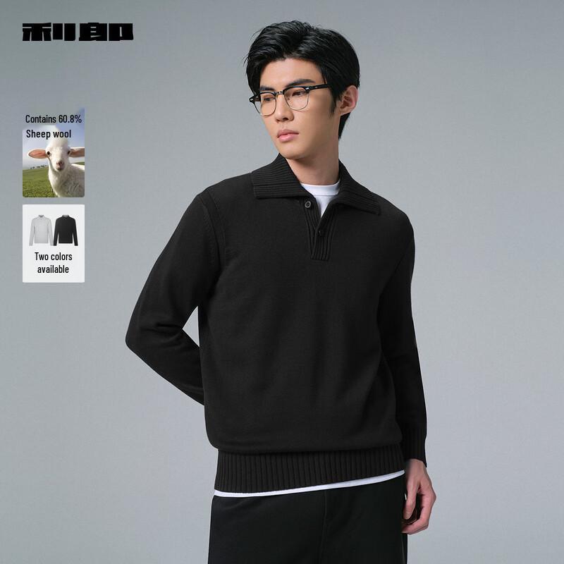 Lilanz Men's 2025 Winter Wool Blend Ribbed Collar Sweater