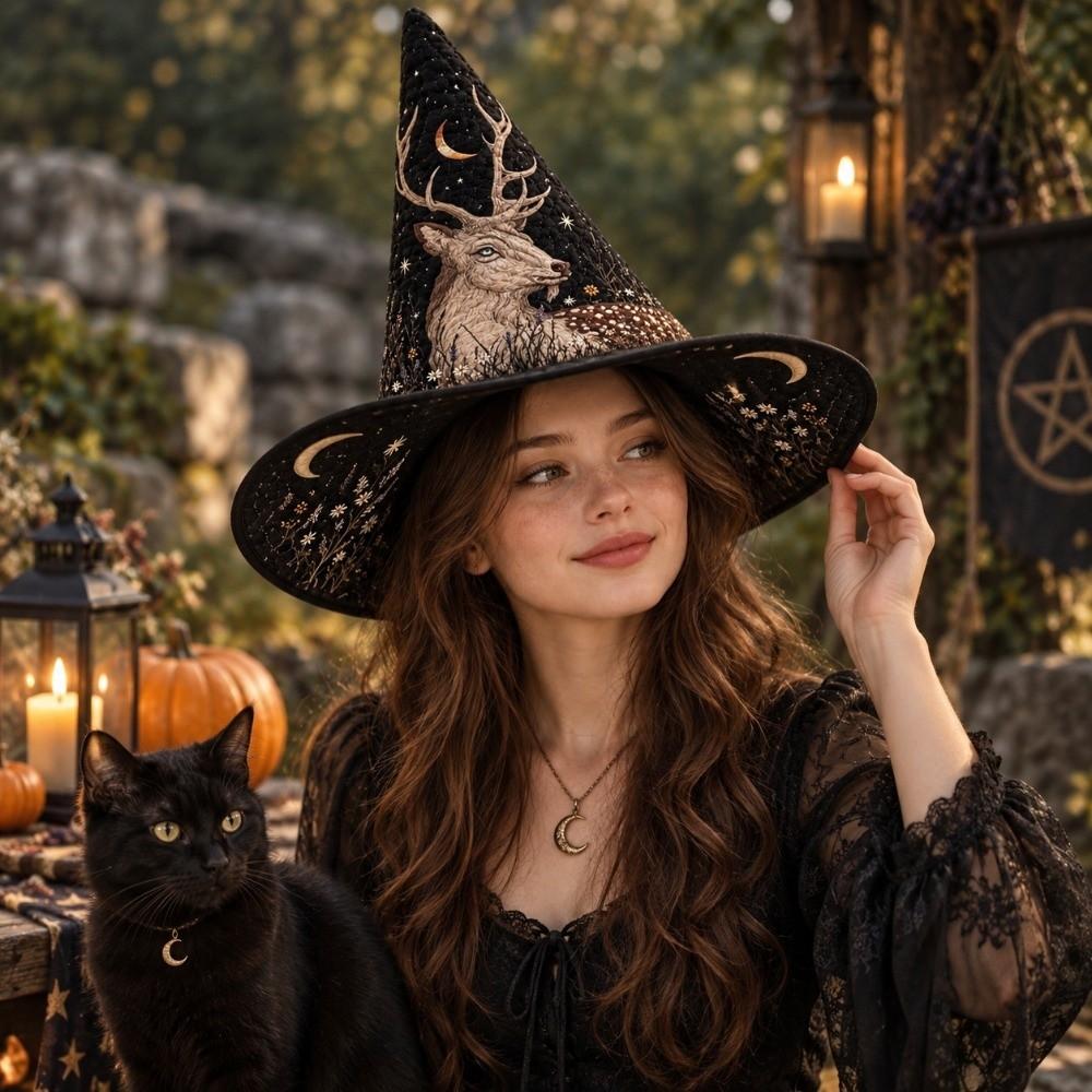 Cosplay Halloween Witch Hat Wide Brim Party Hat Halloween Accessories Festival Hat Cosplay Party