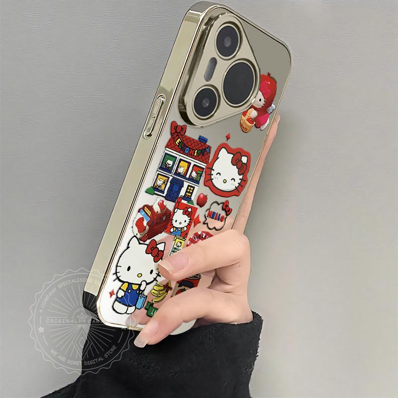Applicable to Huawei pura mobile phone case, new high-end premium sense ppro cute shell, red plaid KT cat